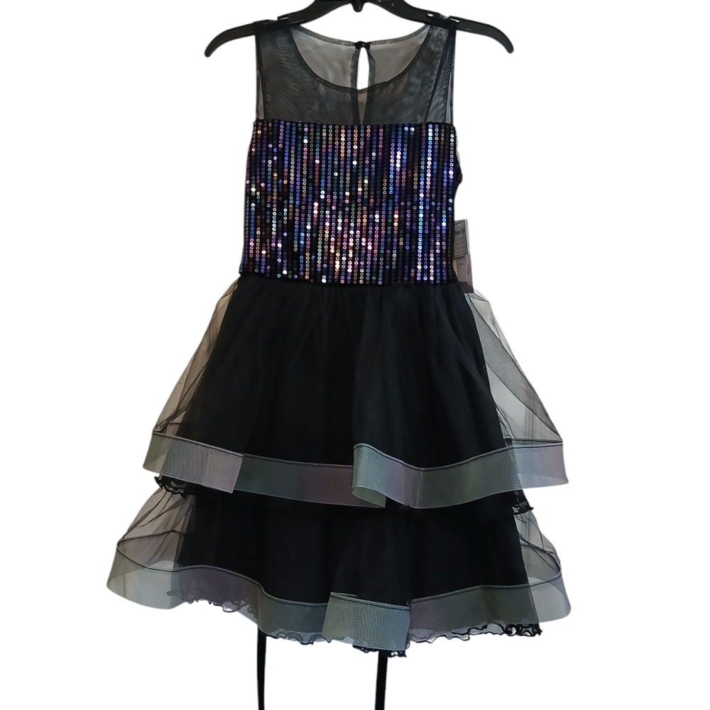 Bonnie Jean Girls Black Sequin Costume Dress Size 16